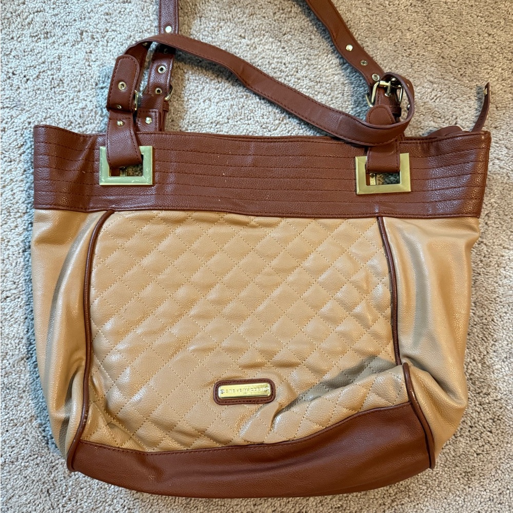 Steve Madden Quilted Brown and Tan Tote
